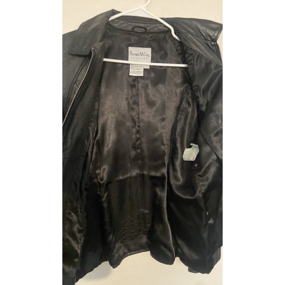 Pamela McCoy Women's Black Leather Jacket Size Large - Picture 8 of 10